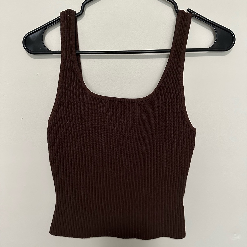 Babaton Sculpt Knit Squareneck Tank Brown